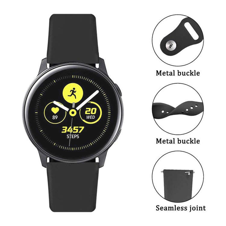 Monochrome Silicone Watch Band For Samsung Galaxy Watch Active 20mm(Creamy Whiteei)