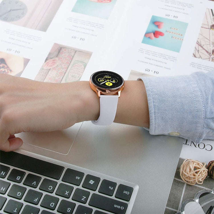 Monochrome Silicone Watch Band For Samsung Galaxy Watch Active 20mm(Creamy Whiteei)