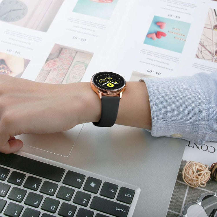 Monochrome Silicone Watch Band For Samsung Galaxy Watch Active 20mm(Black)