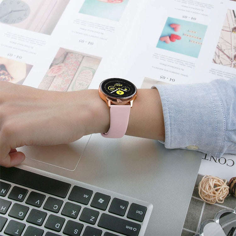 Monochrome Silicone Watch Band For Samsung Galaxy Watch Active 20mm(Pink Sand)