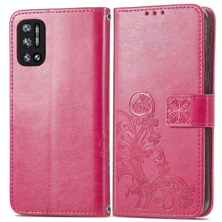 For DOOGEE N40 Pro Four-leaf Clasp Embossed Leather Case with Lanyard & Card Slot & Wallet & Hold...