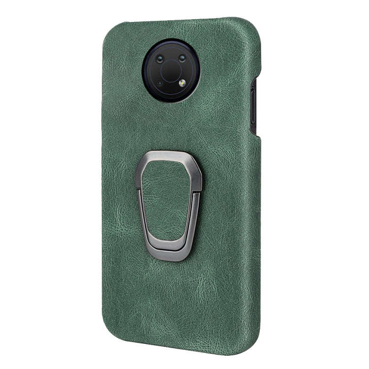 For Nokia G10 Ring Holder PU Phone Case(Dark Green)
