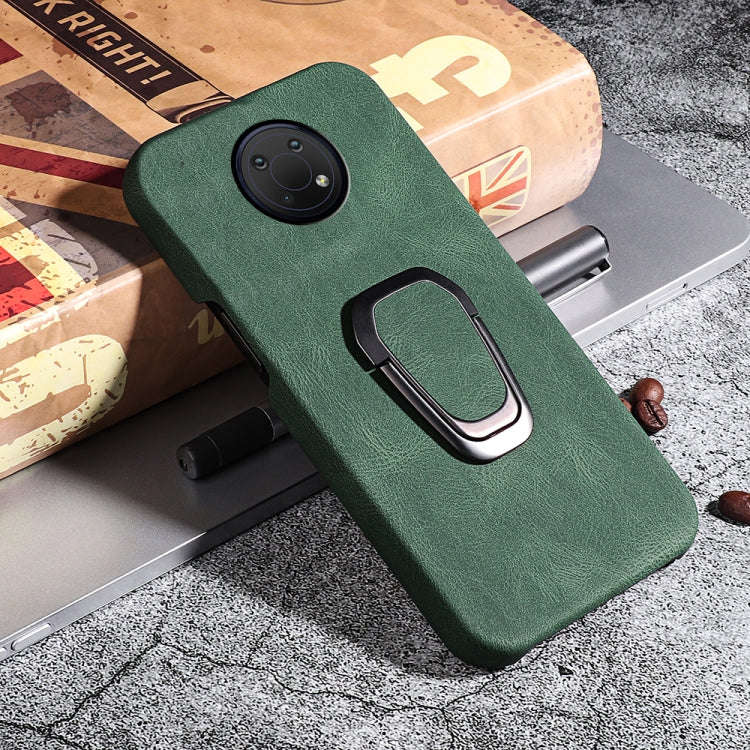 For Nokia G10 Ring Holder PU Phone Case(Dark Green)