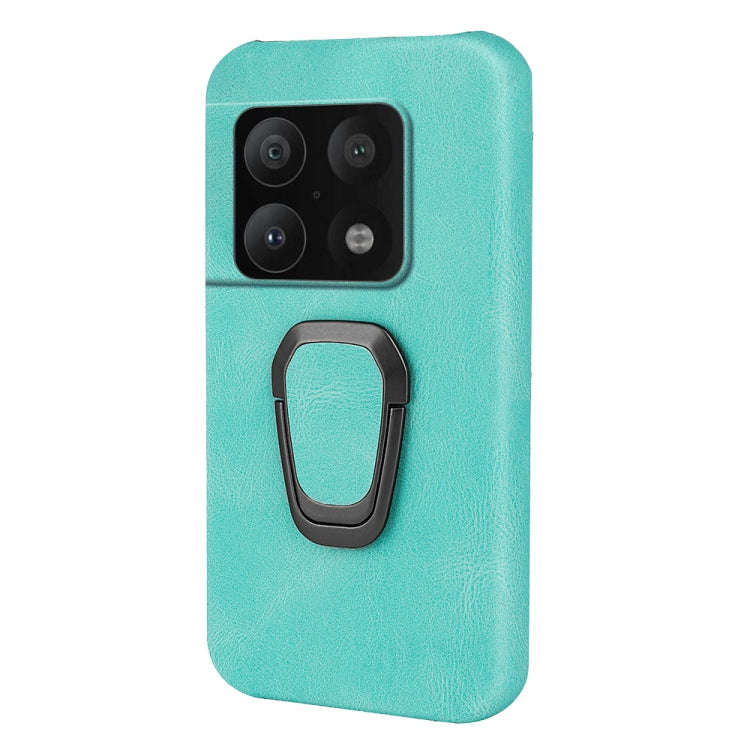 For OnePlus 10 Pro Ring Holder PU Phone Case(Mint Green)