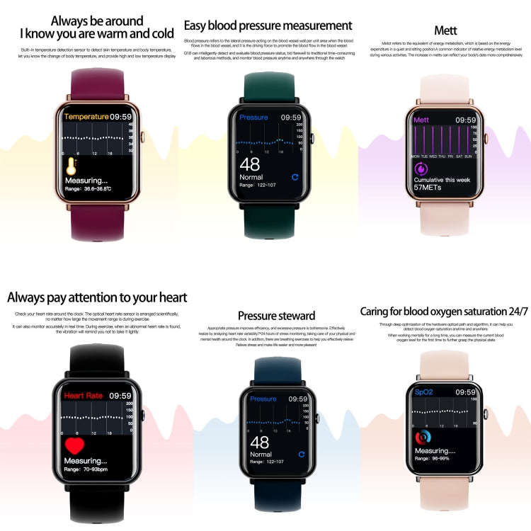 Q19 Pro IP67 Waterproof 1.69 inch Smartwatch(Gold+Pink)