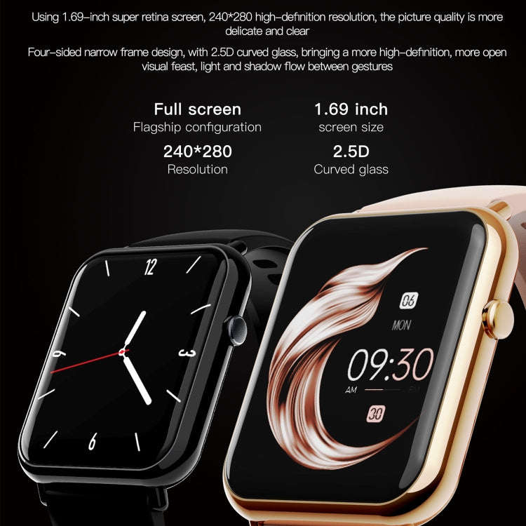 Q19 Pro IP67 Waterproof 1.69 inch Smartwatch(Gold+Pink)
