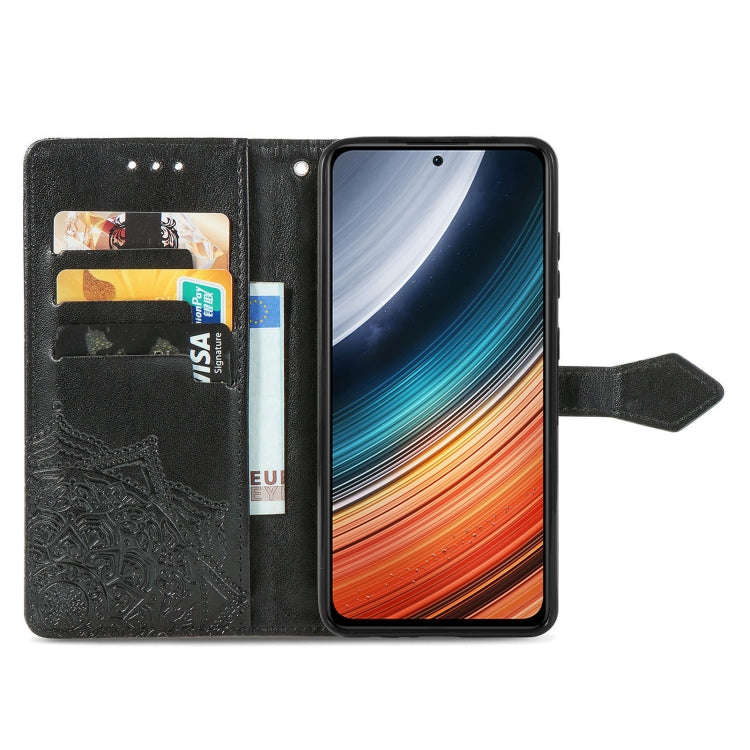 For Xiaomi Redmi K40S Mandala Flower Embossed Leather Phone Case(Black)