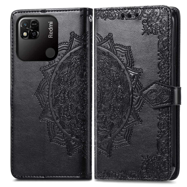 For Xiaomi Redmi 10A Mandala Flower Embossed Leather Phone Case(Black)