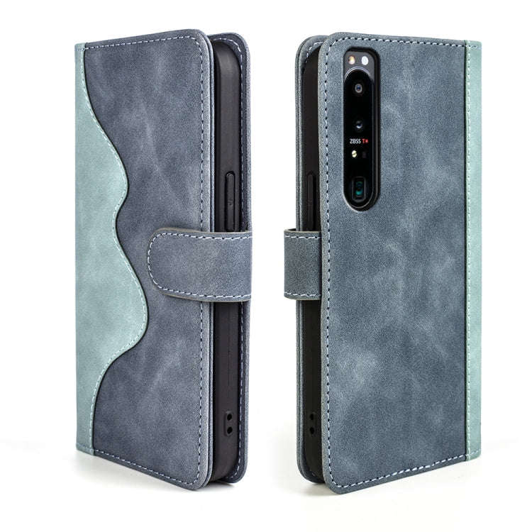 For Sony Xperia 1 IV Stitching Horizontal Flip Leather Phone Case(Blue)