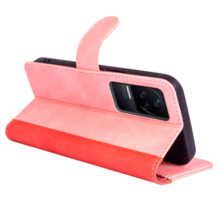 For Xiaomi Redmi K50 Stitching Horizontal Flip Leather Phone Case (Pink)