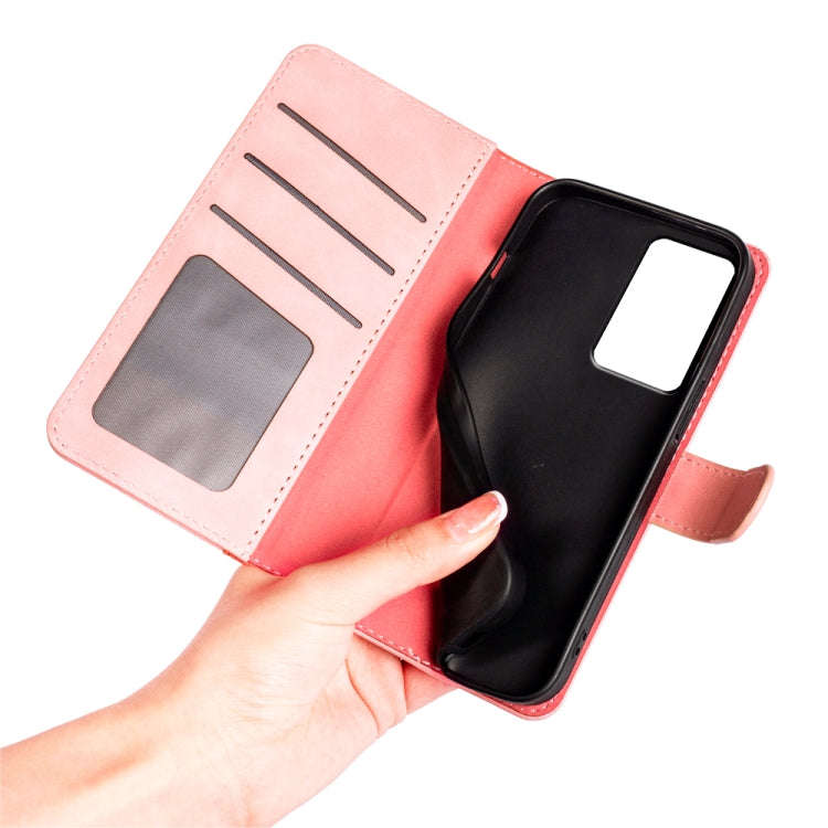 For Xiaomi Redmi K50 Stitching Horizontal Flip Leather Phone Case (Pink)