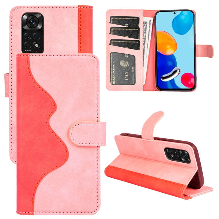 For Xiaomi Redmi Note 11 4G Global / Note 11S Stitching Horizontal Flip Leather Phone Case (Pink)