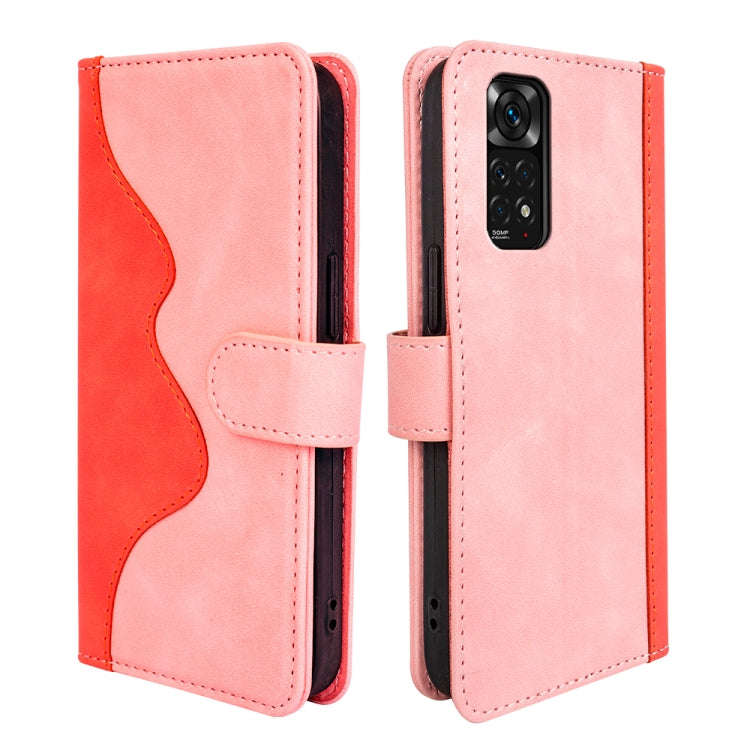 For Xiaomi Redmi Note 11 4G Global / Note 11S Stitching Horizontal Flip Leather Phone Case (Pink)