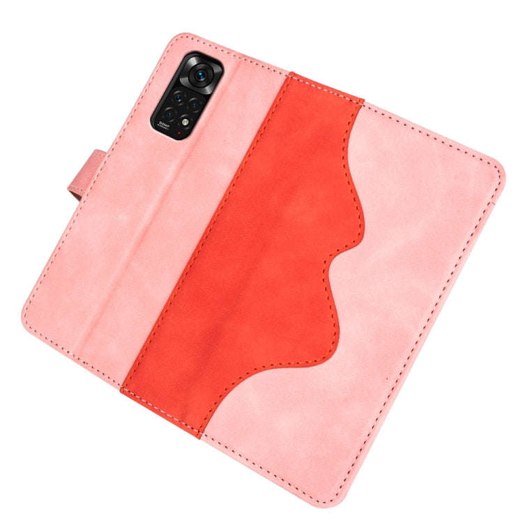 For Xiaomi Redmi Note 11 4G Global / Note 11S Stitching Horizontal Flip Leather Phone Case (Pink)