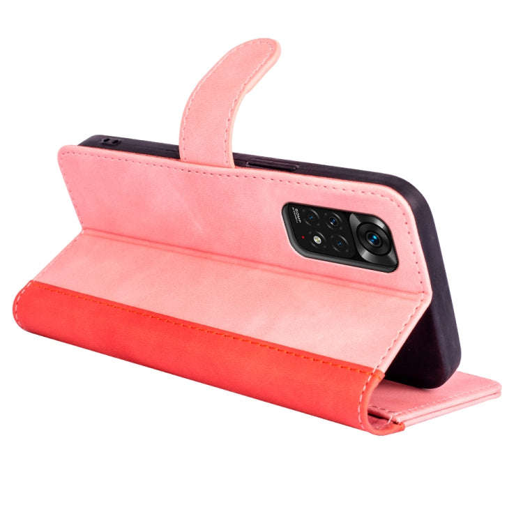 For Xiaomi Redmi Note 11 4G Global / Note 11S Stitching Horizontal Flip Leather Phone Case (Pink)