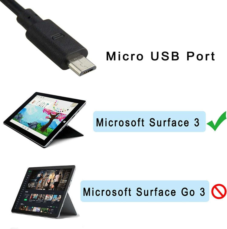 13W 5.2V 2.5A Android Port Power Adapter For Microsoft Surface3 1624 1645, US Plug