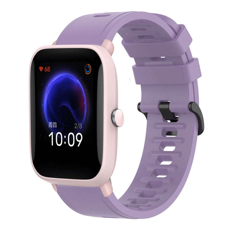 For Amazfit Pop Pro 20mm Solid Color Soft Silicone Watch Band(Purple)