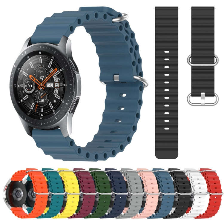 For Samsung Galaxy Watch 46mm 22mm Ocean Style Silicone Solid Color Watch Band(Dark Blue)