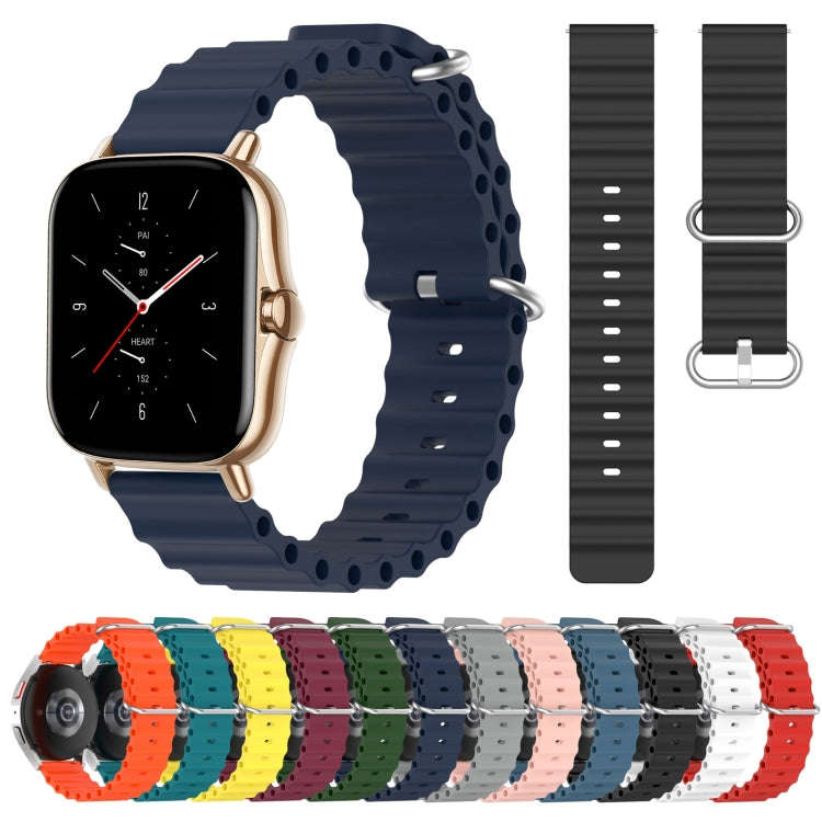 For Amazfit GTS 2 20mm Ocean Style Silicone Solid Color Watch Band(Dark Blue)