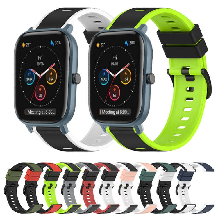 For Amazfit Pop Pro 20mm Two-Color Silicone Watch Band(Midnight Blue + White)