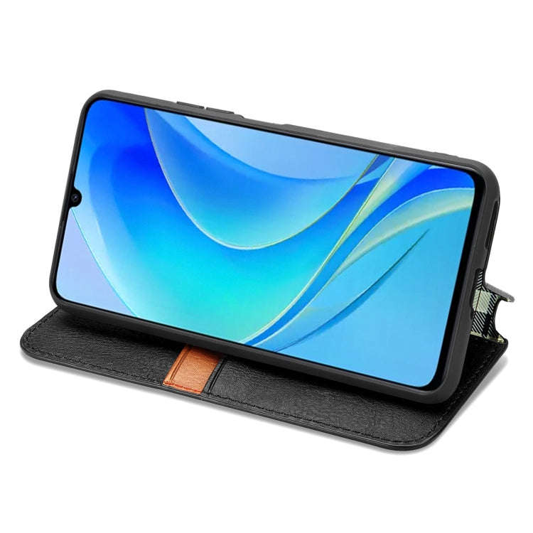 For Huawei Nova Y70 Cubic Grid Pressed Magnetic Leather Phone Case(Black)
