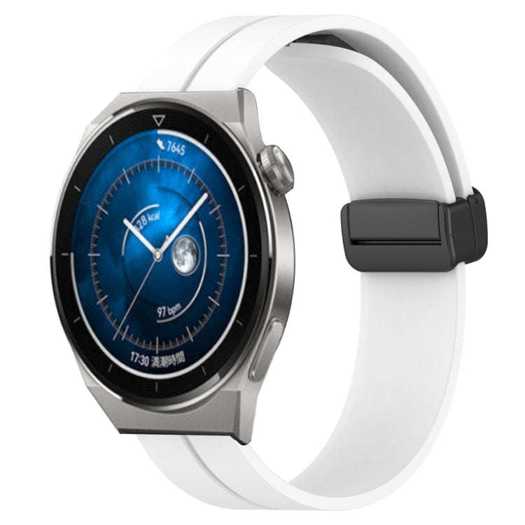 For Huawei Watch GT3 Pro 46mm 22mm Solid Color Magnetic Clasp Silicone Watch Band(White)