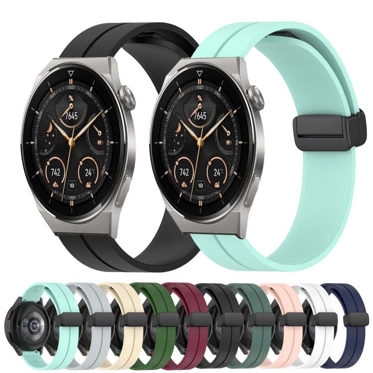 For Huawei Watch GT3 Pro 46mm 22mm Solid Color Magnetic Clasp Silicone Watch Band(Teal)