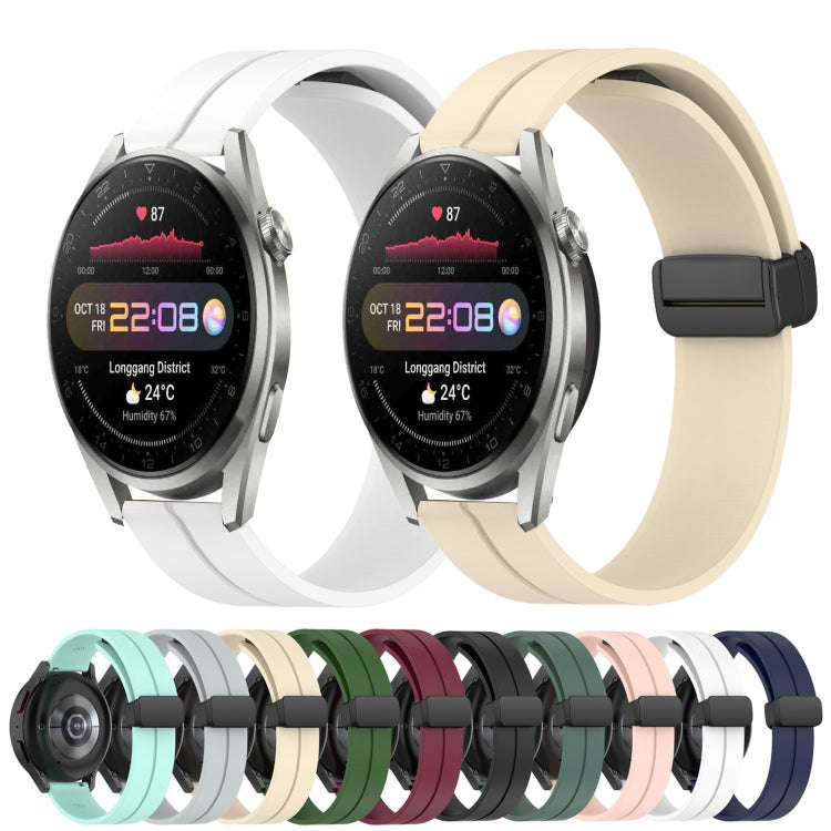 For Huawei Watch 3 Pro 22mm Solid Color Magnetic Clasp Silicone Watch Band(Pink)