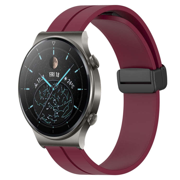 For Huawei GT2 Pro 22mm Solid Color Magnetic Clasp Silicone Watch Band(Wine Red)