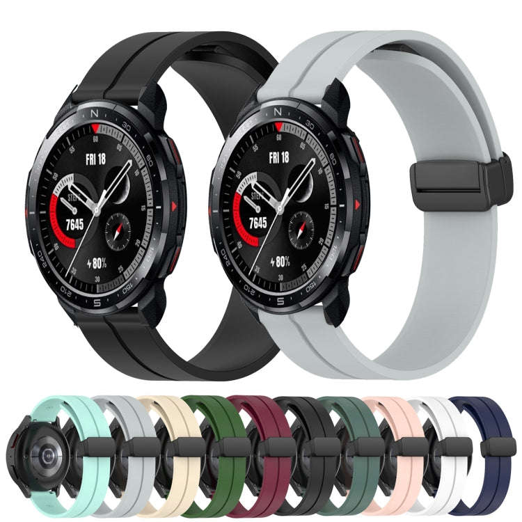 For Honor Watch GS Pro 22mm Solid Color Magnetic Clasp Silicone Watch Band(Midnight Blue)