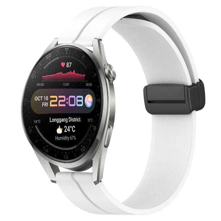 For Huawei Watch 3 Pro New 22mm Solid Color Magnetic Clasp Silicone Watch Band(White)