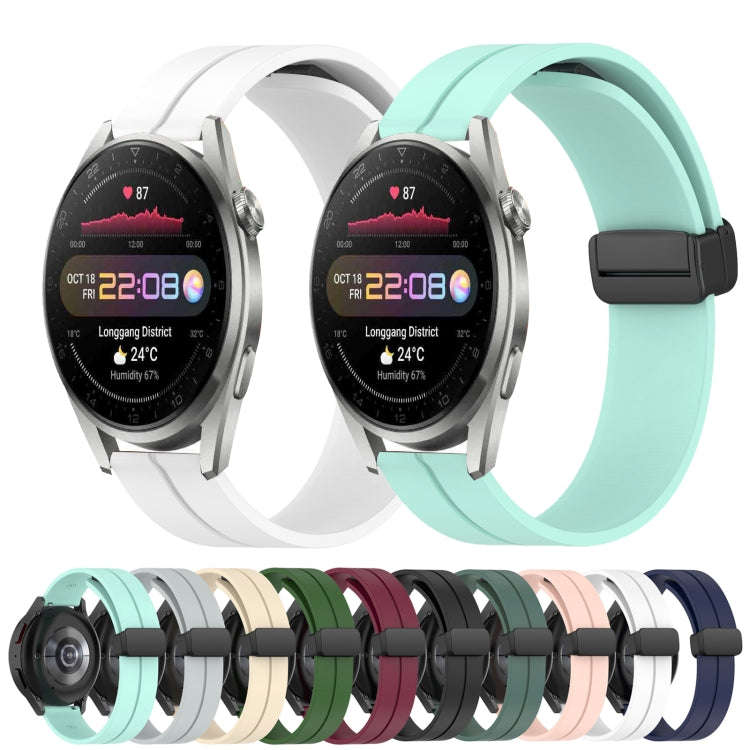 For Huawei Watch 3 Pro New 22mm Solid Color Magnetic Clasp Silicone Watch Band(Teal)