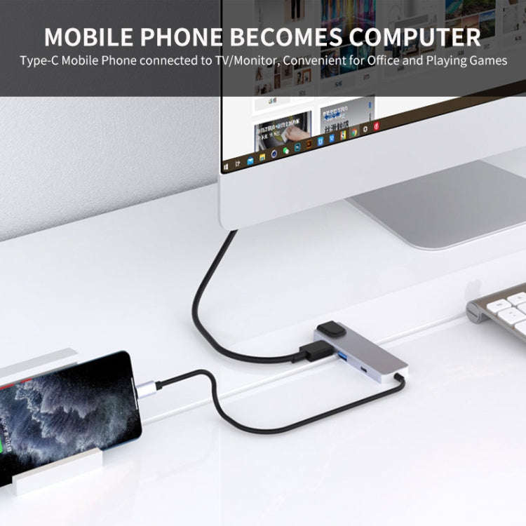 JUNSUNMAY 6 in 1 Type-C to 4K HDMI / Ethernet Docking Station Adapter PD Quick Charge Hub SD/TF C...