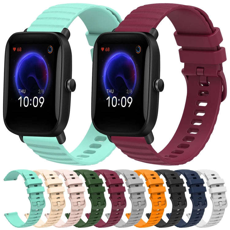 For Amazfit Pop Pro 20mm Wavy Dot Pattern Solid Color Silicone Watch Band(Navy Blue)