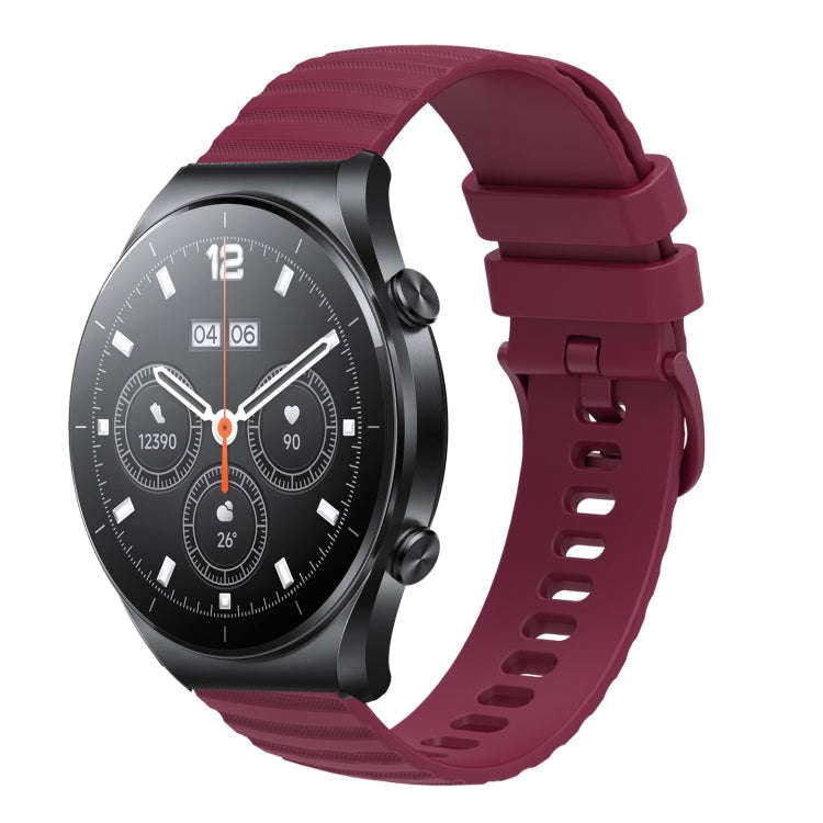 For Xiaomi MI Watch S1 Pro 22mm Wavy Dot Pattern Solid Color Silicone Watch Band(Wine Red)