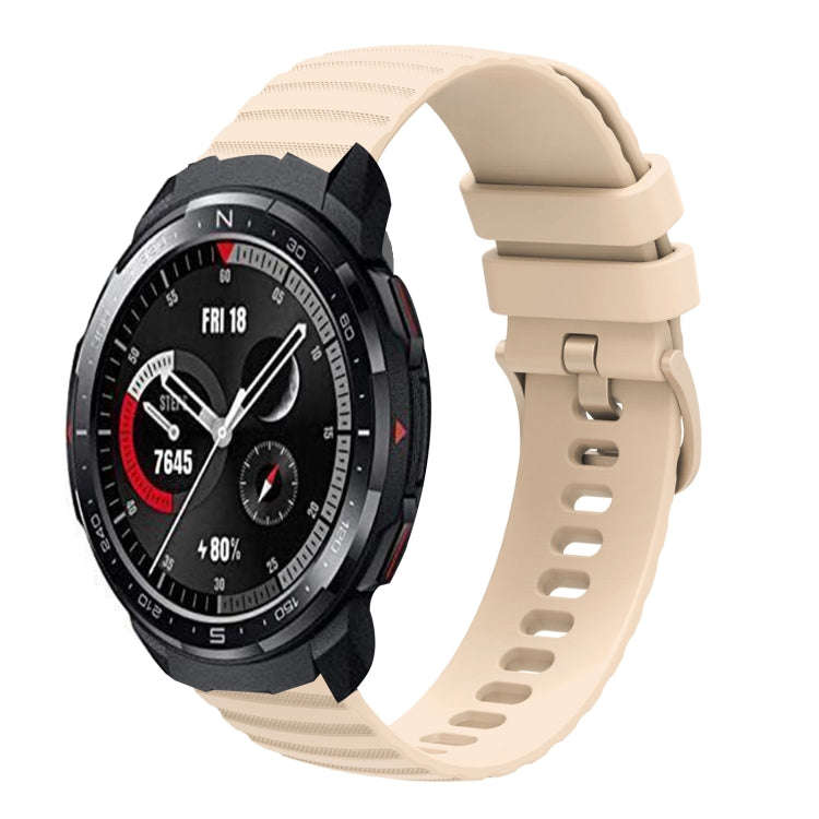 For Honor Watch GS Pro 22mm Wavy Dot Pattern Solid Color Silicone Watch Band(Beige)