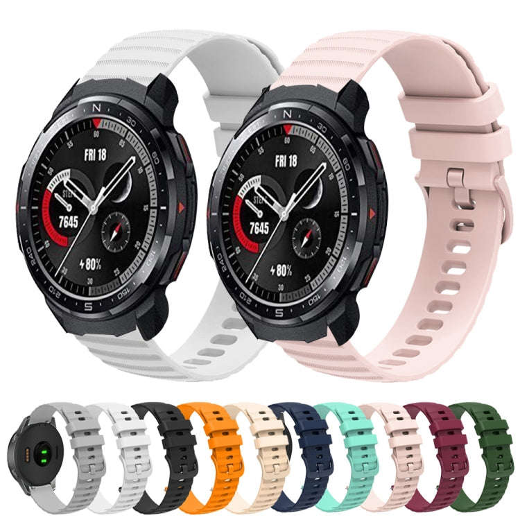 For Honor Watch GS Pro 22mm Wavy Dot Pattern Solid Color Silicone Watch Band(Beige)