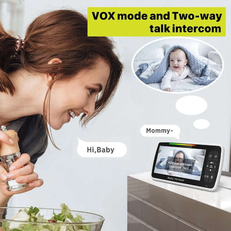 SM650 Wireless Video Baby Camera Intercom Night Vision Temperature Monitoring Cam(US Plug)