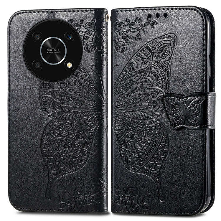 For Huawei nova Y90 Butterfly Love Flower Embossed Horizontal Flip Leather Case with Bracket / Ca...