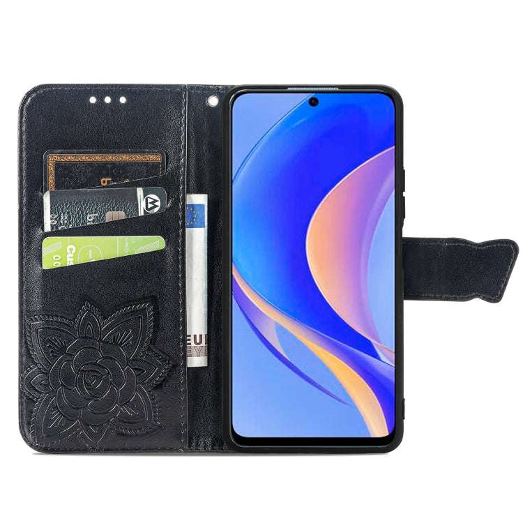 For Huawei nova Y90 Butterfly Love Flower Embossed Horizontal Flip Leather Case with Bracket / Ca...