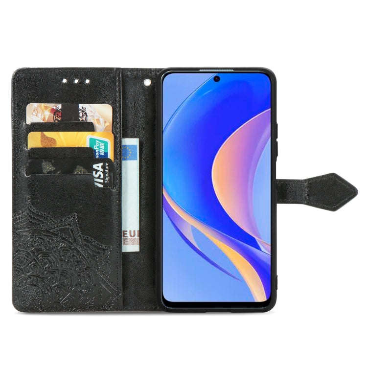For Huawei Nova Y90 Mandala Flower Embossed Leather Phone Case(Black)