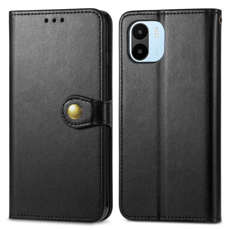 For Xiaomi Redmi A1 Retro Solid Color Buckle Leather Phone Case(Black)