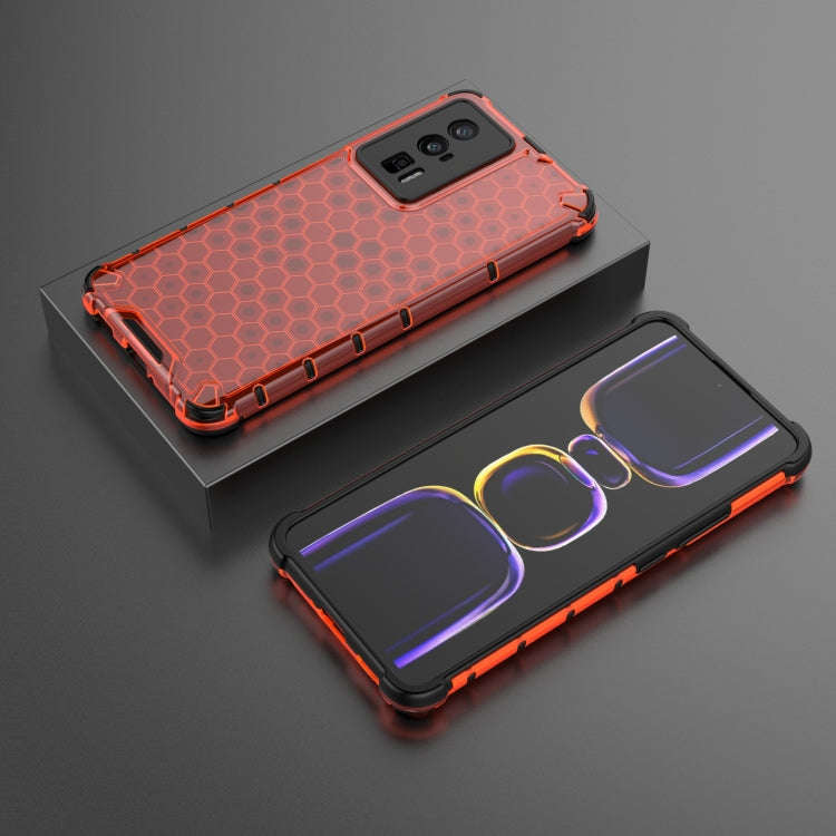For Xiaomi Redmi K60 / K60 Pro Shockproof Honeycomb Phone Case(Red)