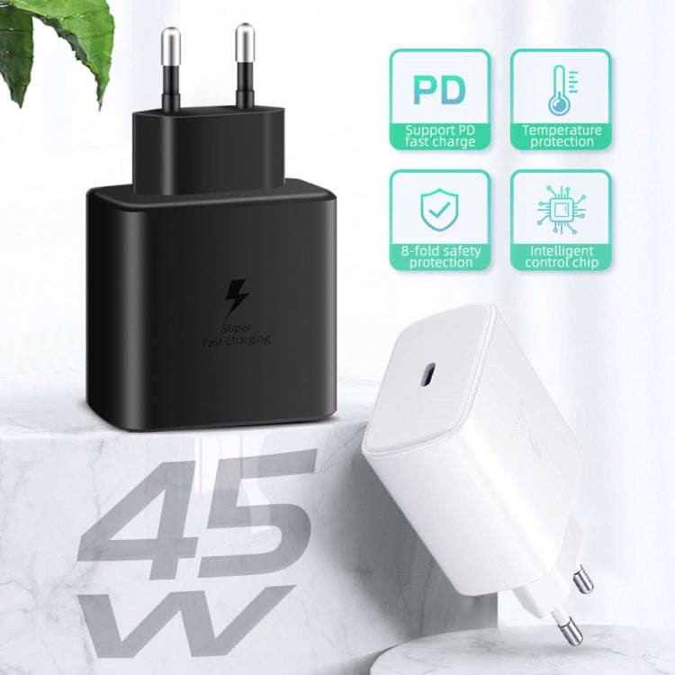M135 45W USB-C / Type-C Port Fast Charger with 5A Type-C to Type-C Cable, EU Plug(Black)