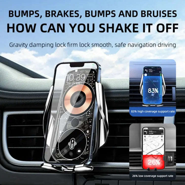 Q8 Universal Air Vent Mount Magnetic Mobile Phone Wireless Charging Car Holder without Start Butt...