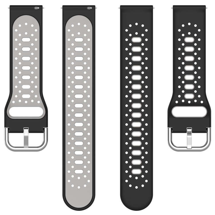 For Amazfit Pop Pro 20mm Breathable Two-Color Silicone Watch Band(Black+White)