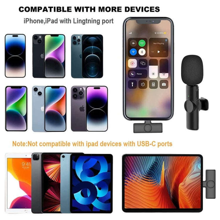 Bluetooth  Mini Microphone Wireless Lavalier Noise Reduction Microphone for iPhone / iPad, with 8...