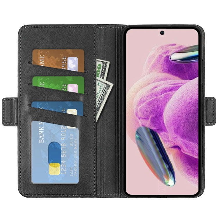 For Redmi Note 12S Dual-side Magnetic Buckle Horizontal Flip Leather Phone Case(Black)