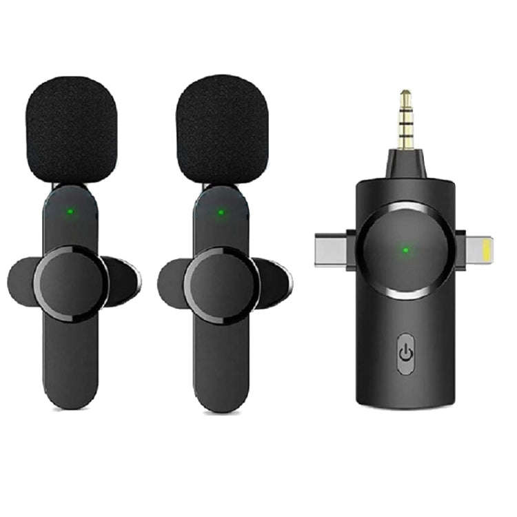 One by Two 3 in 1 Lavalier Noise Reduction Wireless Microphone for iPhone / iPad / Android / Camera