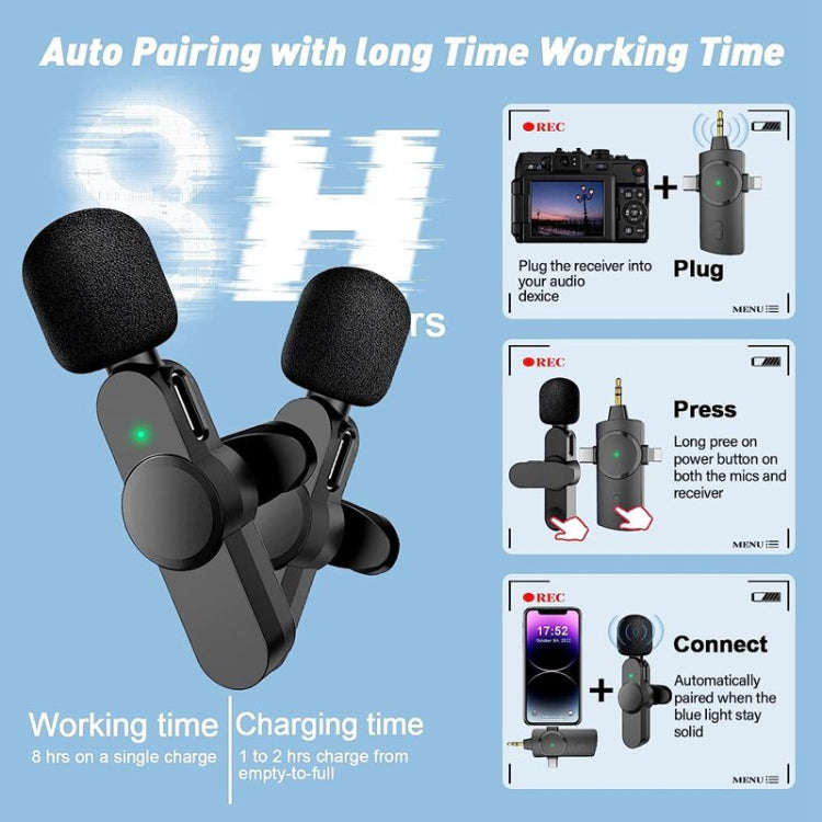 One by Two 3 in 1 Lavalier Noise Reduction Wireless Microphone for iPhone / iPad / Android / Camera